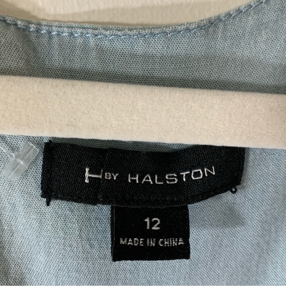H by Halston Light Blue Chambray Sleeveless Lyocell Jumpsuit - Picture 10 of 11